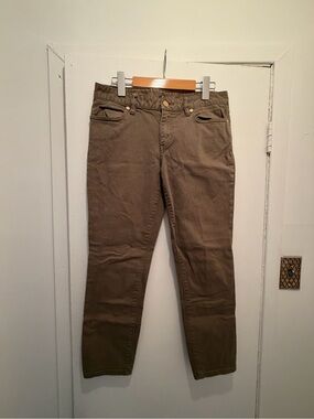 Tory Burch Olive-Toned Straight-Leg Jeans